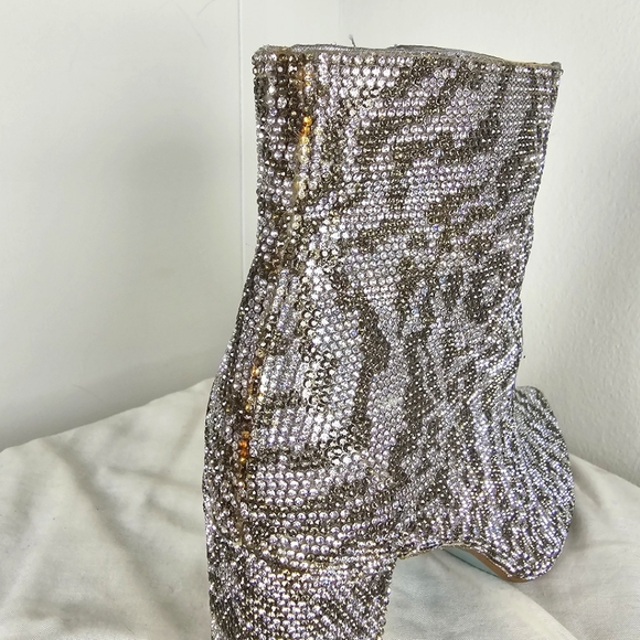 Betsey Johnson Cady 8 Rhinestone Zebra Cheetah Boots - Picture 5 of 16